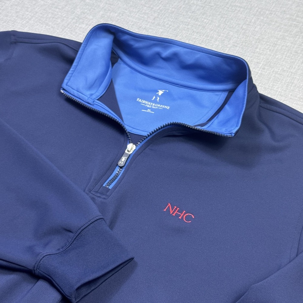 Fairway & Greene Tech 1/4 Zip Golf Pullover Mens XL Blue Mock Neck Long Sleeve